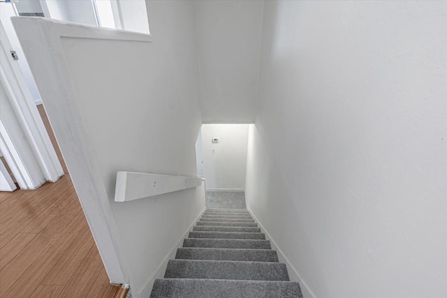 stairway featuring wood-type flooring