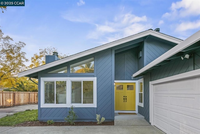 exterior space featuring a garage