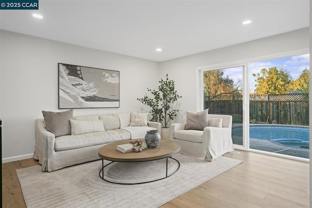 living room with light wood-type flooring