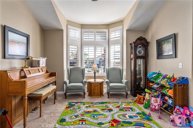 playroom with light colored carpet