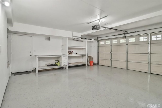 garage with a garage door opener