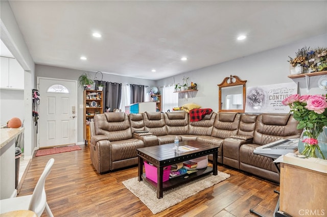 living room with hardwood / wood-style flooring