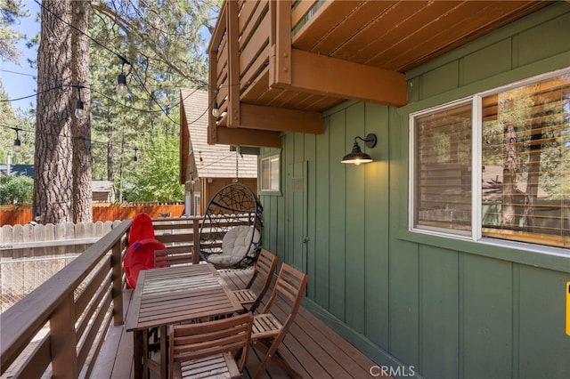 wooden balcony with a deck