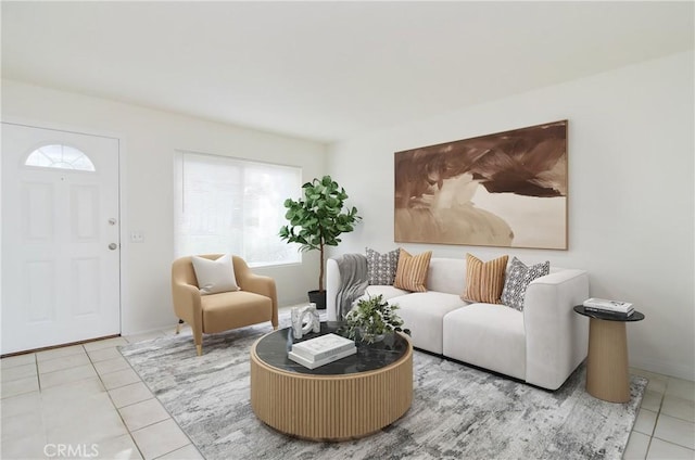 view of tiled living room