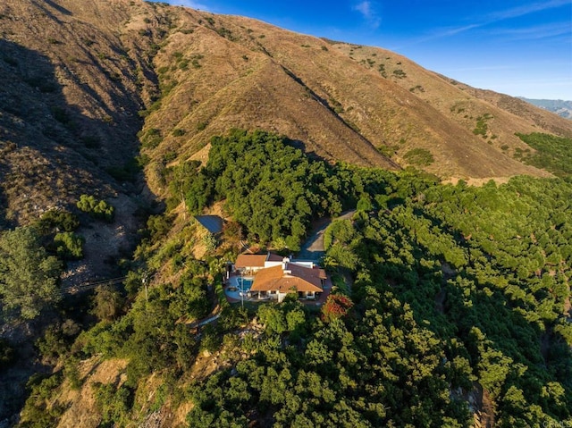 aerial view with a mountain view