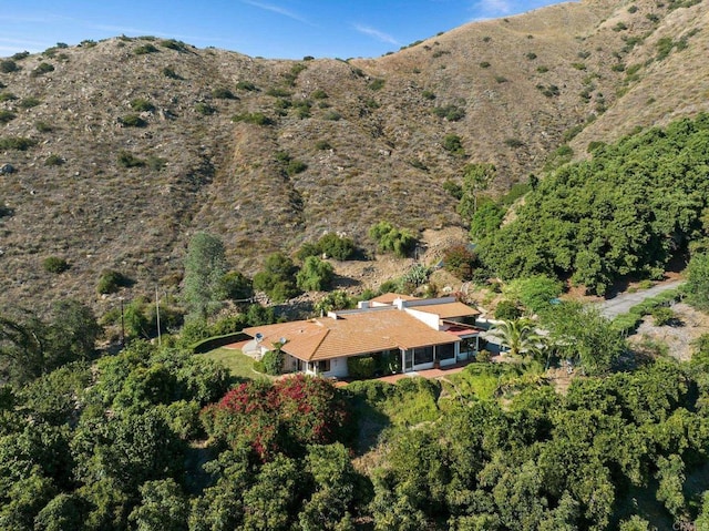 drone / aerial view with a mountain view