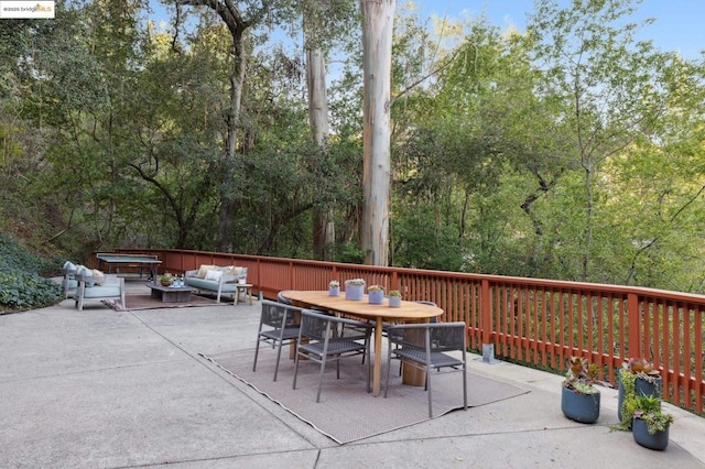 view of patio with an outdoor living space