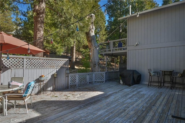 deck featuring grilling area