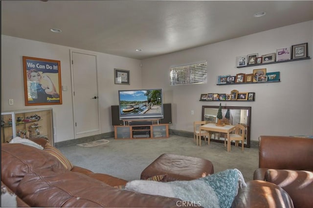 living room with carpet flooring