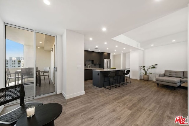 living room featuring light hardwood / wood-style floors