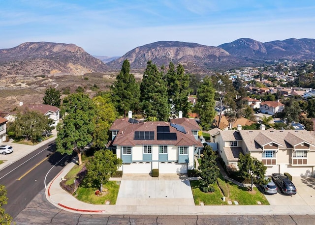 aerial view with a mountain view