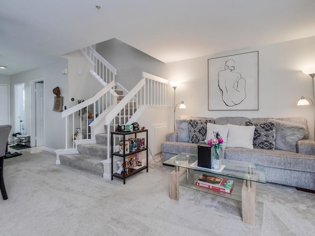 living room featuring carpet floors