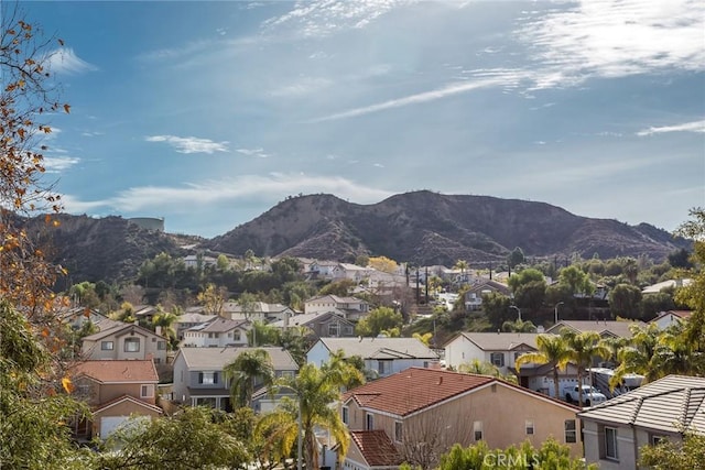 property view of mountains with a residential view