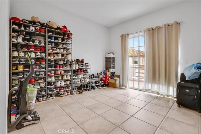 wine room with tile patterned floors