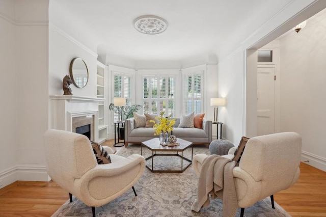 living room featuring light wood-type flooring