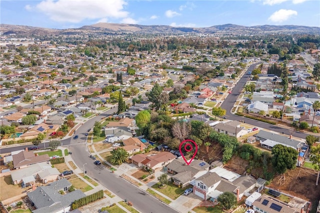 bird's eye view with a mountain view