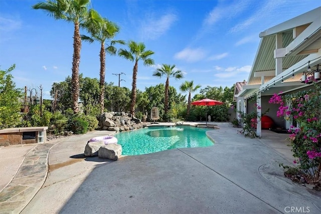 view of pool featuring a patio area