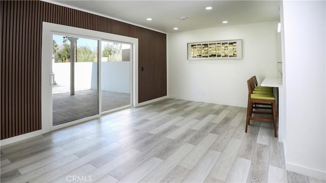 interior space with light hardwood / wood-style floors