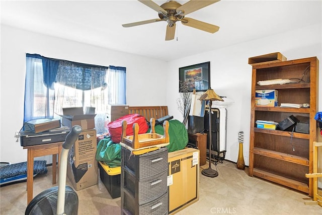 interior space featuring ceiling fan