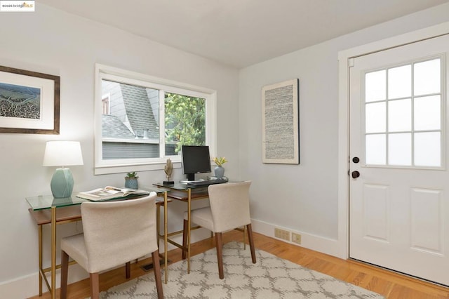 office area featuring light wood-type flooring