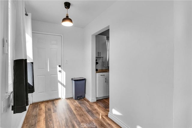 hall featuring dark wood-type flooring