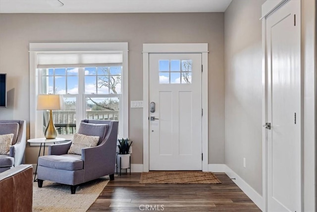 entrance foyer featuring dark hardwood / wood-style flooring