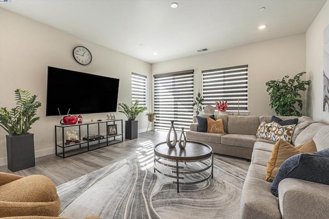 living room featuring light hardwood / wood-style floors