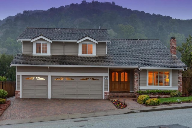 view of front facade with a garage