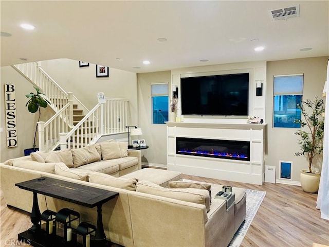 living room featuring light hardwood / wood-style flooring