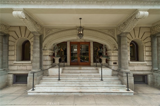 entrance to property featuring french doors