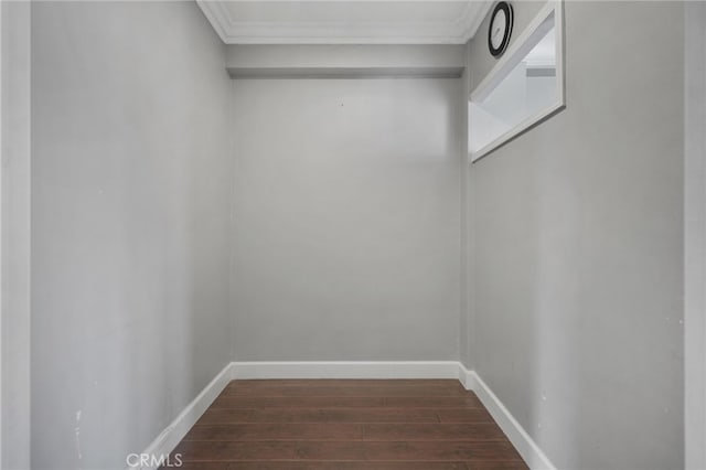 interior space featuring crown molding and hardwood / wood-style floors