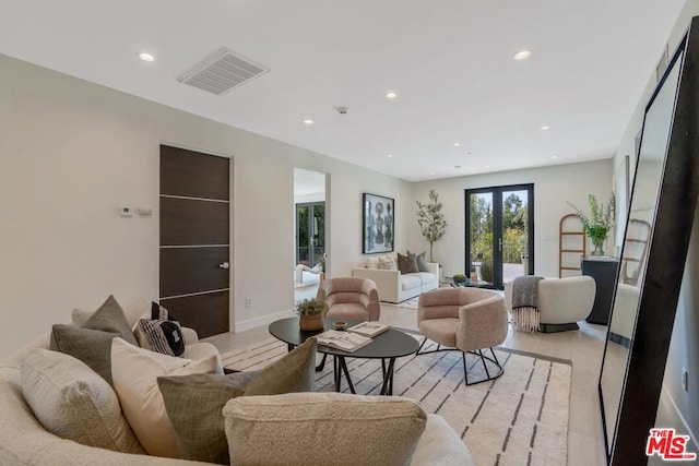 living room with french doors