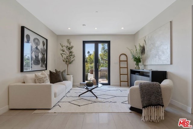 living room with french doors