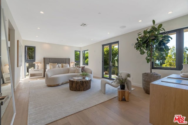 bedroom featuring light wood-type flooring