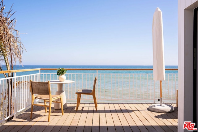 deck with a water view