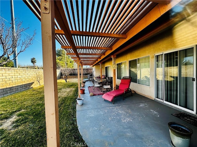 view of patio / terrace featuring a pergola