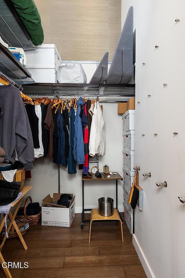 spacious closet with hardwood / wood-style floors