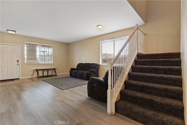 living room with hardwood / wood-style floors