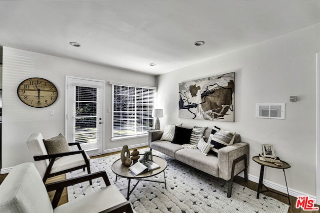 living room featuring light hardwood / wood-style flooring