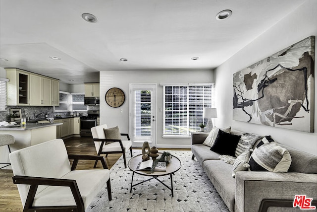 living room featuring hardwood / wood-style flooring