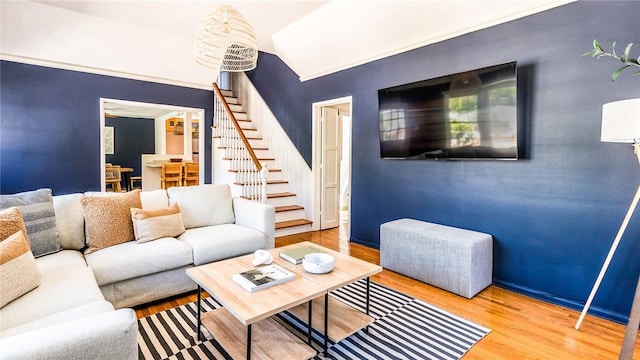 living room featuring wood-type flooring