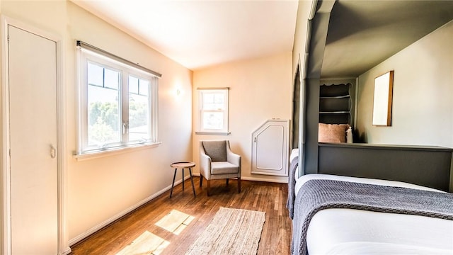 bedroom with wood-type flooring