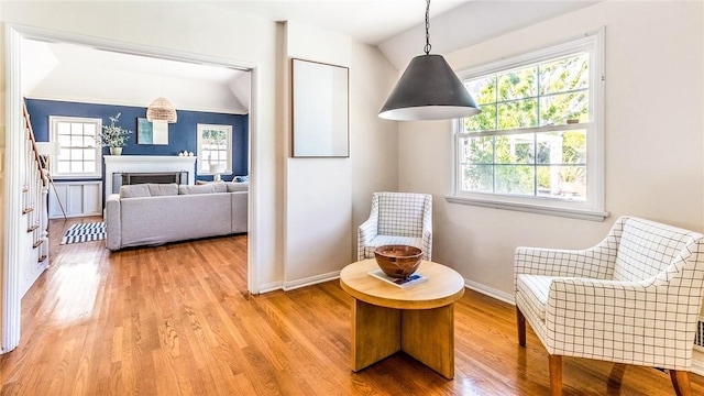 sitting room featuring wood-type flooring