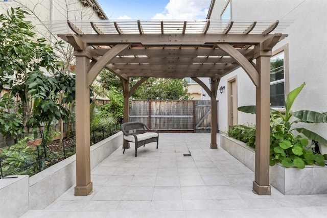 view of patio / terrace featuring a pergola