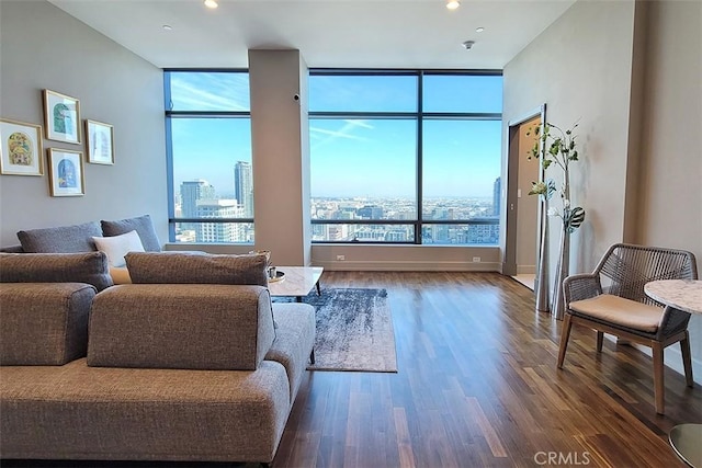 living room with hardwood / wood-style flooring