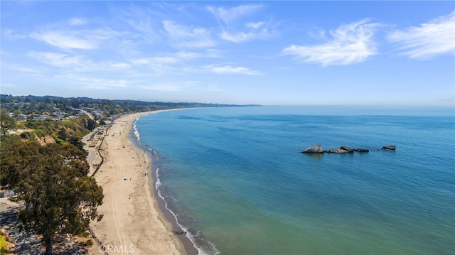 view of water feature featuring a beach view