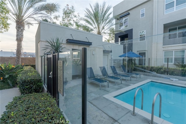 view of pool featuring a patio