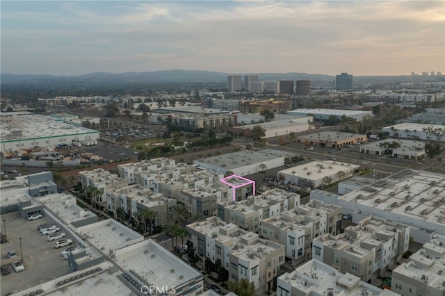 view of aerial view at dusk