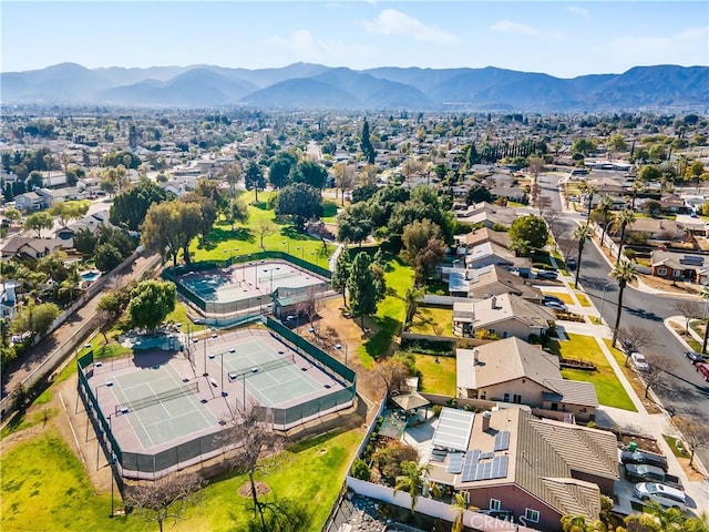 aerial view with a mountain view