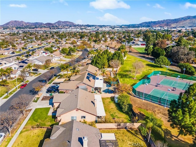 aerial view with a mountain view